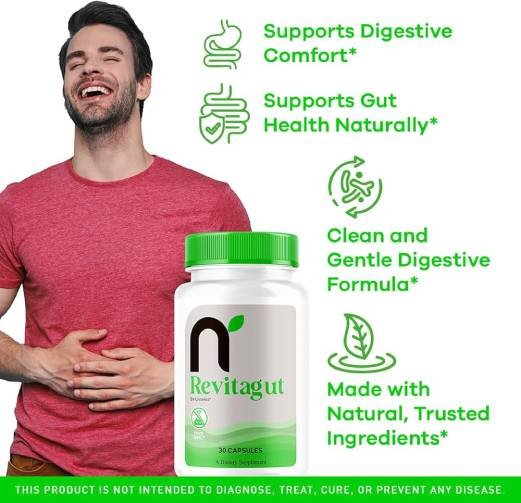 key benefits of Revitagut including improved digestion, reduced bloating, and enhanced gut function